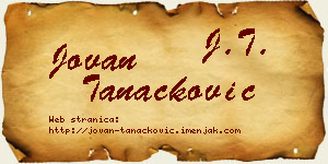 Jovan Tanacković vizit kartica